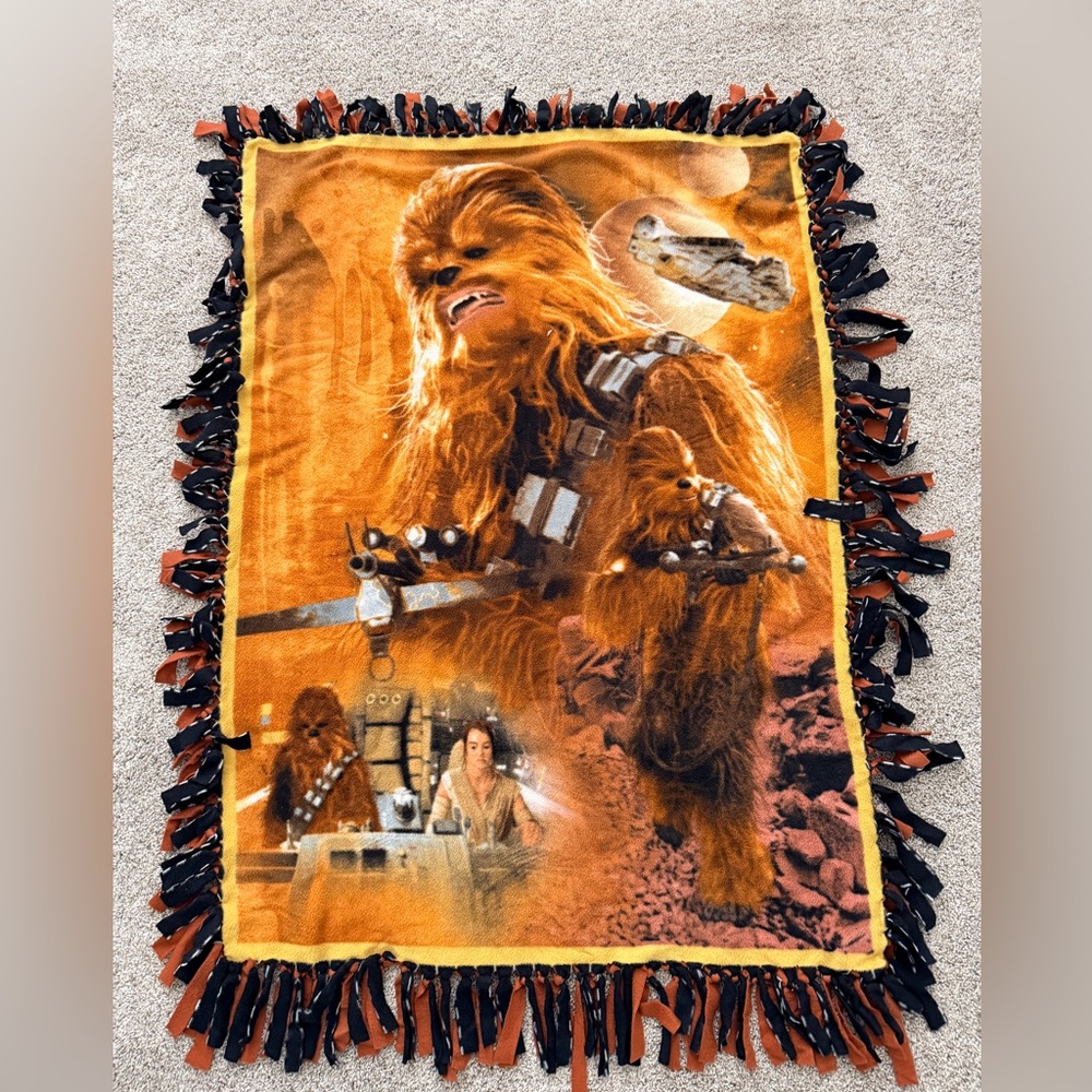 Star Wars Chewbacca plush Fleece Blanket with fringe